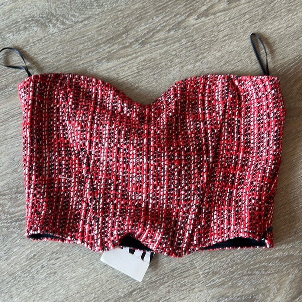 Red pattern corset/tube top